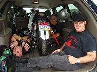 Elkz, Eddie and Scott in the back of Skip's minivan